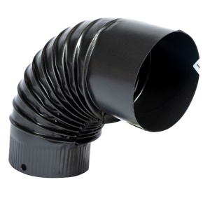 Elbow joint for wood-burning stove, 90°, 150 mm, matt grey