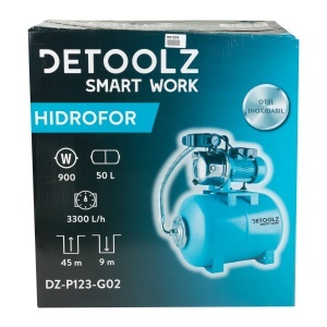 Hidrofor Detoolz 0.9 kW, debit maxim 3300l/h, inaltime maxima pompare 45m, corp pompa inox, butelie 50L - Img 4