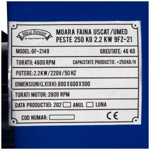 Moara faina uscat/umed 250kg 2.2KW 9FZ-21 - Img 8