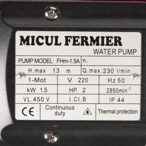 Pompa de suprafata Micul Fermier, 1.5 kW, debit maxim 12000 l/h, inaltime maxima de pompare 13m, corp pompa fonta - Img 2