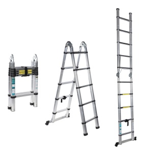 Scara telescopica dubla Detoolz, inaltime maxima 3.2m, 10 trepte, greutate maxima suportata 150 kg - Img 4