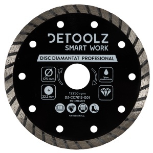 Detoolz 125x22.2mm turbo diamond blade, wet/dry cutting