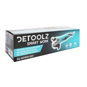 Detoolz angle grinder, 1200W, 125mm disc diameter, with variable speed control - Img 9
