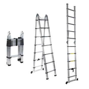 Detoolz double telescopic ladder, maximum height 4.4m, 14 steps, maximum weight 150 kg - Img 2