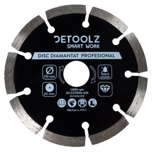 Detoolz segmented diamond blade, 110x20mm, for dry cutting