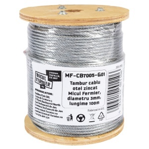Micul Fermier galvanised steel cable reel, 3 mm diameter, 100 m length - Img 3