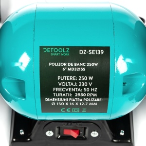 Polizor de banc Detoolz, putere 250W, diametru disc 150mm - Img 2