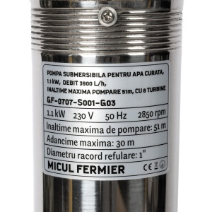 Pompa submersibila pentru apa curata, 1.1 kW, debit 3900 l/h, inaltime maxima pompare 51 m, 8 turbine - Img 5