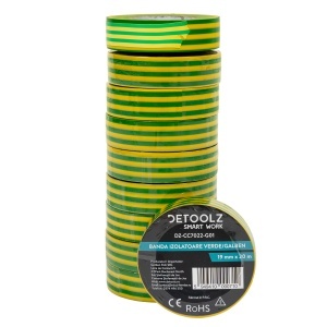 Set of 10 Detoolz insulating tape rolls, 19mm x 20m, VE/GA G01
