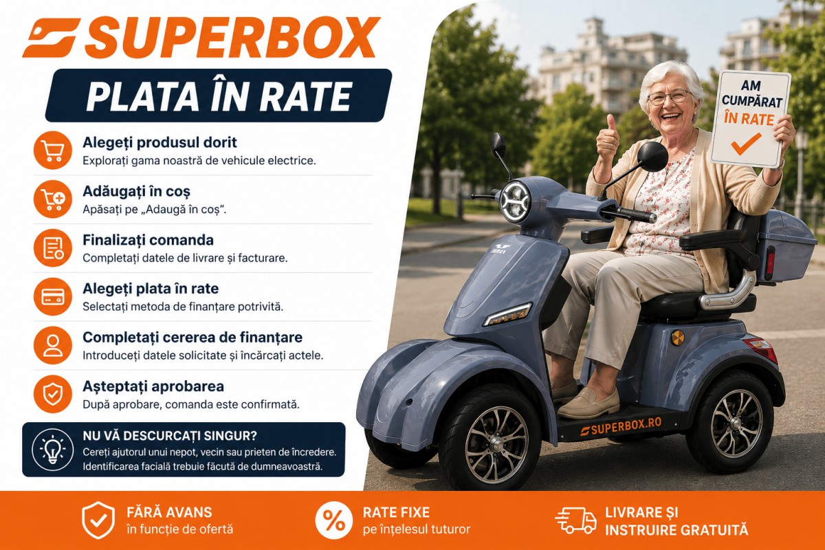 Cum comandați un vehicul electric în rate, cu zero avans, de pe Superbox.ro