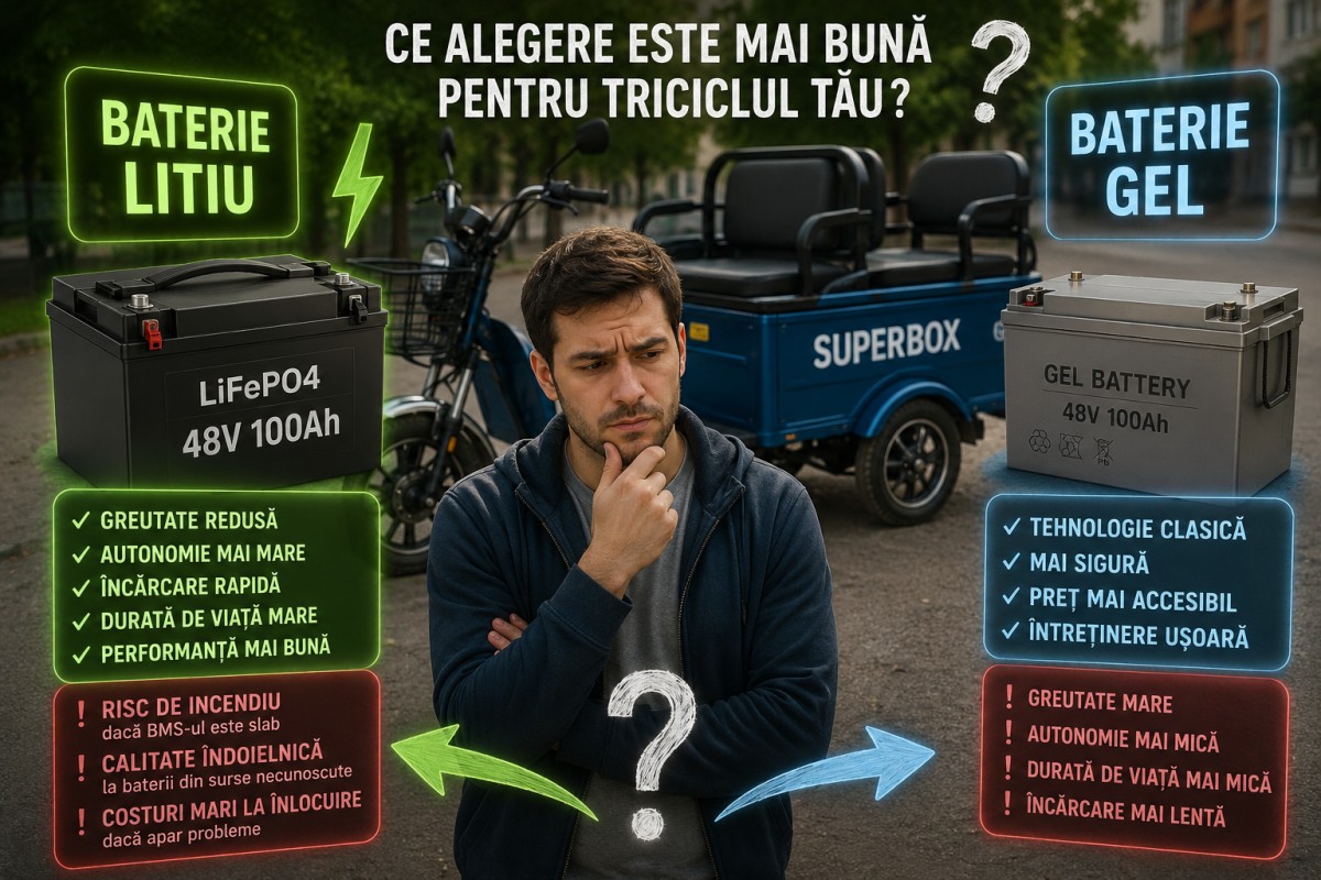 Conversia triciclurilor și scuterelor la baterii cu litiu: riscuri, costuri și pericole