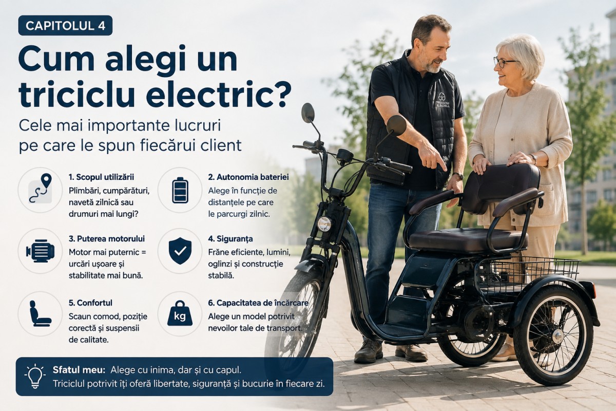 Capitolul 4 – Cum alegi un triciclu electric? Cele mai importante lucruri pe care le spun fiecărui client
