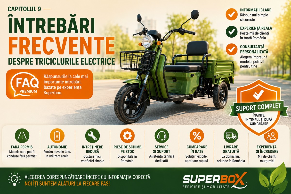 Capitolul 9 – Întrebări frecvente despre triciclurile electrice (FAQ Premium)