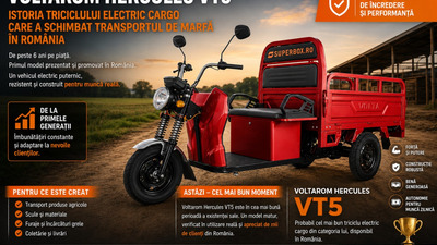 Voltarom Hercules VT5 – istoria triciclului electric cargo care a schimbat transportul de marfă în România