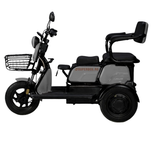 Triciclu Electric, fara permis, Motor 1000W, APEC APM2, Autonomie 36km, Omologat RAR, gri
