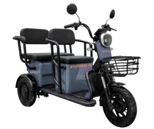 Tricicleta electrica, 2 persoane, Volta APM5, Gri 25 km/H, Autonomie 40 km, SuperBox