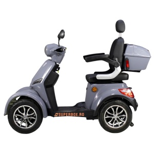 Cvadriciclu (Triciclu) Electric, fara permis, Motor 1000W, VOLTA VM6, Autonomie max.50 km, Omologat RAR, Gri