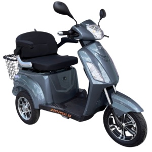 Triciclu electric 1000W, Voltarom VM4 Fara permis, 60V, 20Ah, viteza maxima 25 Km pe ora, Gri, Autonomie 50Km