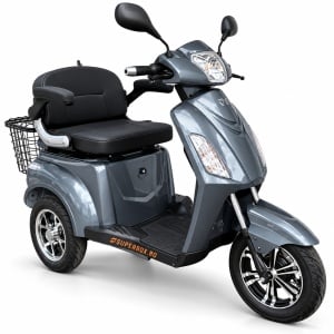 Triciclu electric 1000W, Voltarom VM4 Fara permis, 60V, 20Ah, viteza maxima 25 Km pe ora, Gri, Autonomie 50Km