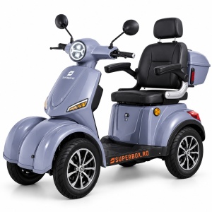 Triciclu Electric, fara permis, Motor 1000W, VOLTAROM M6, Autonomie max.50 km, Omologat RAR, Gri