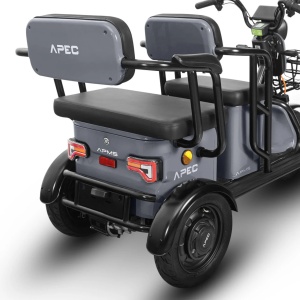 Triciclu electric Voltarom APM5, 60V, 20 AH, 1000W, fara permis, 25km/h, Gri, autonomie pana la 40km