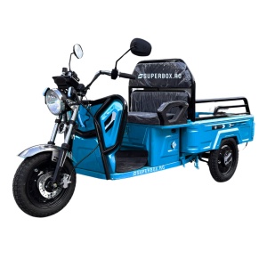 Triciclu Electric Voltarom, SuperBox, SPX1, cu treapta de forta, Fara Permis, motor 1600W, viteza maxima 25 km pe ora autonomie pana la 60 km, albastru