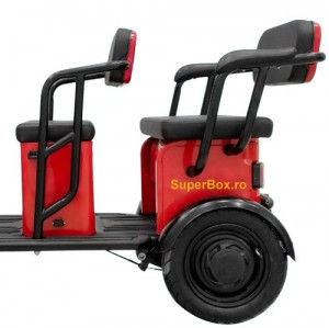 Tricicleta electrica, 2 persoane, Volta APM5, Rosu 25 km/H, Autonomie 40 km, SuperBox