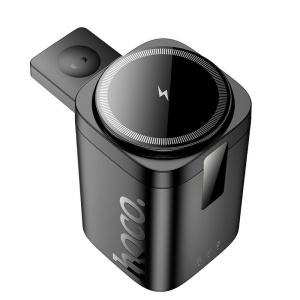 Încărcător Wireless Hoco CQ20 3-în-1 pentru iPhone, Apple Watch și AirPods – 15W, Negru