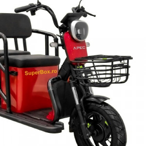 Tricicleta electrica, 2 persoane, Volta APM5, Rosu 25 km/H, Autonomie 40 km, SuperBox