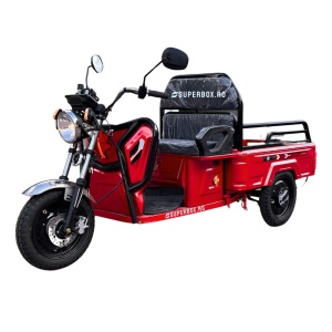 Triciclu Electric Voltarom, SuperBox, SPX1, Fara Permis, cu treapta de forta, motor 1600W, viteza maxima 25 km pe ora autonomie pana la 60 km, rosu
