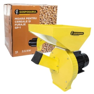 Moară pentru cereale și furaje Gospodarul Profesionist GP-1, 2500W, 200kg/h, cuvă mare, motor asincron