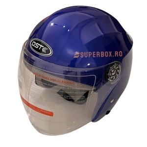 Casca moto/scuter unisex, cu vizor, marime universala 56-62cm, albastru, SUPERBOX