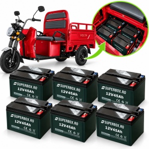 Set 6 baterii, acumulatori, pentru triciclu VOLTA VT5, (Voltarom Hercules), 72V-45AH