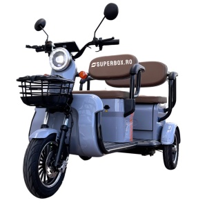 Tricicleta electrica, 1800W, 2-3 persoane, Voltarom, SuperBox, SPX3, 25 km/H, Autonomie max. 60km, omologar RAR, ALBASTRU DESCHIS