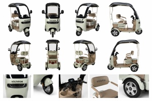 Triciclu electric Voltarom VM2, 1000 W, baterie Li-Ion 60V 20Ah, autonomie pana la 42 km, 25 km/h, verde