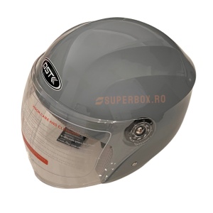 Casca moto/scuter unisex, cu vizor, marime universala 56-62cm, argintiu, SUPERBOX