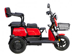 Triciclu Electric, Fara Permis, Motor 1000W, Voltarom APM2 Rosu, Autonomie pana la 36km, viteza maxima 25 km pe ora, Omologat RAR