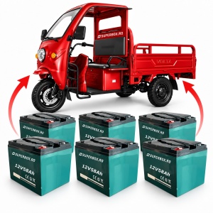 Set 6 baterii, Voltarom Hercules, acumulatori, pentru triciclu electric, (VOLTA VT5) 72V-58AH (58ah, 60AH, 65Ah)