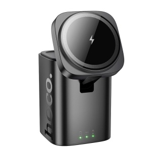 Încărcător Wireless Hoco CQ20 3-în-1 pentru iPhone, Apple Watch și AirPods – 15W, Negru