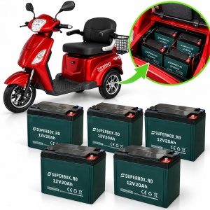 Set 5 baterii, acumulatori, pentru triciclu electric, Volta VM4, Voltarom M4, 60V-22AH (20AH)