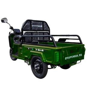Triciclu Electric Voltarom, SuperBox, SPX1, Fara Permis, cu treapta de forta, motor 1600W, viteza maxima 25 km pe ora autonomie pana la 60 km, verde