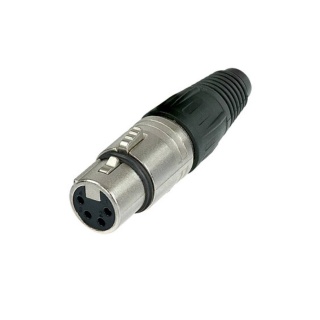 Conector Neutrik NC4FX mama pentru cablu cu 4 poli, cu carcasă din nichel și contacte din argint