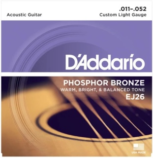 Corzi chitară acustică D’Addario EJ26 Phosphor Bronze Custom Light – 11-52