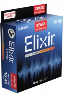 Corzi Chitară Electrică Elixir Nanoweb 16567 Light 3-Pack – Nickel Plated Steel, Coating Nanoweb, Round Wound, .010-.046, 6 Corzi, SUA - Img 2