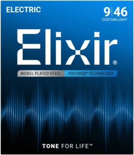 Corzi chitară electrică Elixir Polyweb 09-46 – Super Light / Medium Nickel Plated Steel
