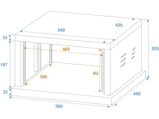 Rack Oțel Roadinger SR-19 4U – 19", Oțel Vopsit Pulbere, 50kg, Șine Față+Spate, Adâncime 410mm - Img 3