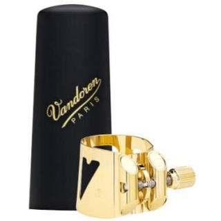 Bratara, ligatură și Capac Vandoren Optimum LC07P – Saxofon Alto, Metal Aurit, 3 Sisteme Prindere