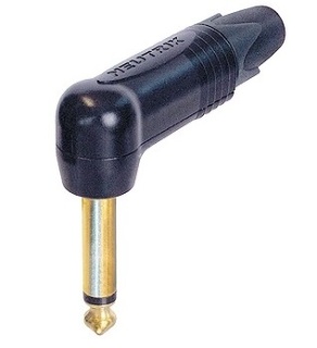 Conector Jack 6.3 mm Mono Unghi 90º cu 2 Poli Neutrik NP2RX-B