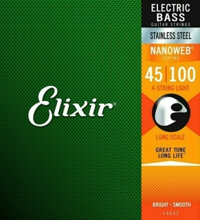 Corzi chitară bass Elixir Nanoweb 45-100 Light Long Scale