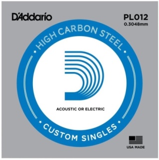 Coardă individuală chitară D’Addario PL012 – Plain Steel .012